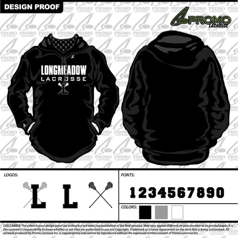 Longmeadow Lacrosse BLACK UNISEX HOODIE W/ Sublimated Interior Hood